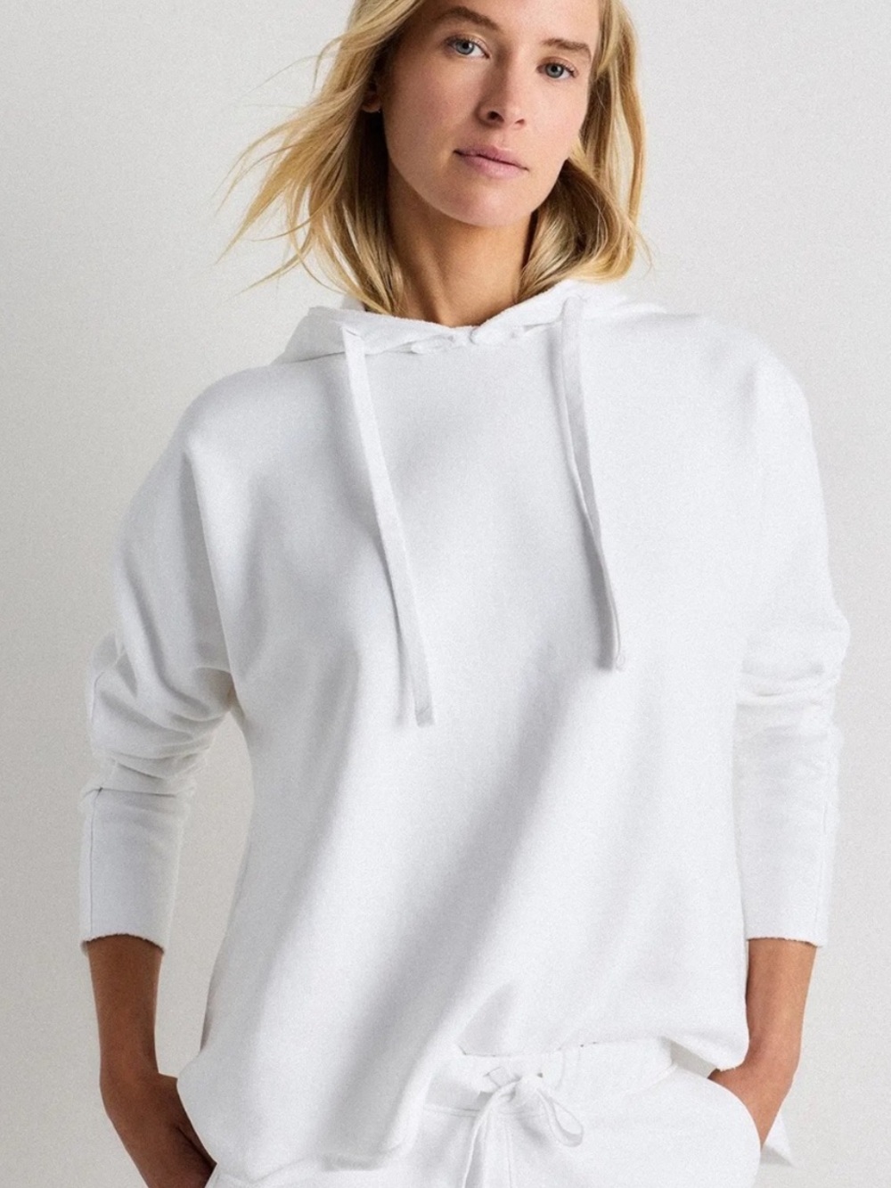 Quince White Organic French Terry Hoodie